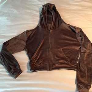 Skims Velour Cropped Hoodie